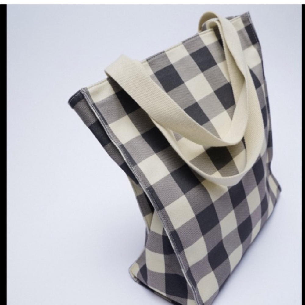 Zara gingham NWT tote bag